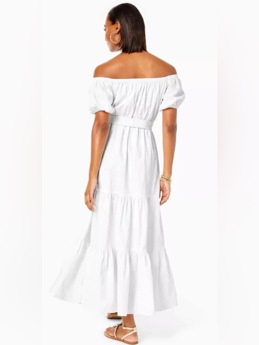 Lilly Pulitzer NWT Nessa Shoulder Maxi Dress White Jungle Cabana $348 Size XL - Picture 3 of 12